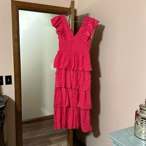 Dark pink, full length, size large dress.